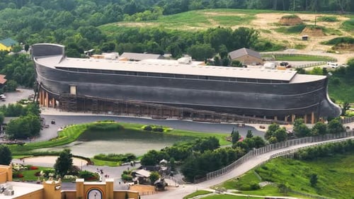 Aerial View of Noah's Ark Replica at Ark Encounter Theme Park in Williamstown Kentucky