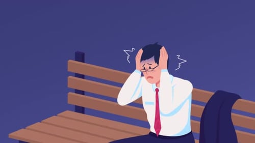 Flat Design Animation of Stressed Businessman and Empty Wallet