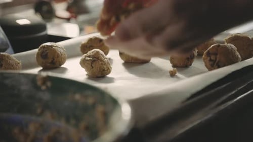 Preparing And Rolling Cookie Dough For Baking - close up