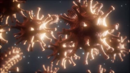 Animated 3D Microscopic Viruses in Futuristic Style