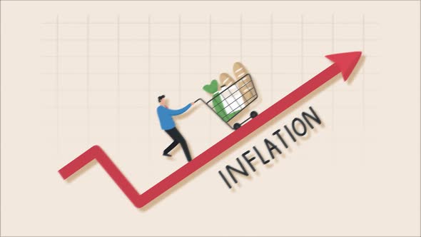 inflation on the rise, red graph rising economic crisis animation 4k ...