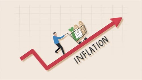 inflation on the rise, red graph rising economic crisis animation 4k