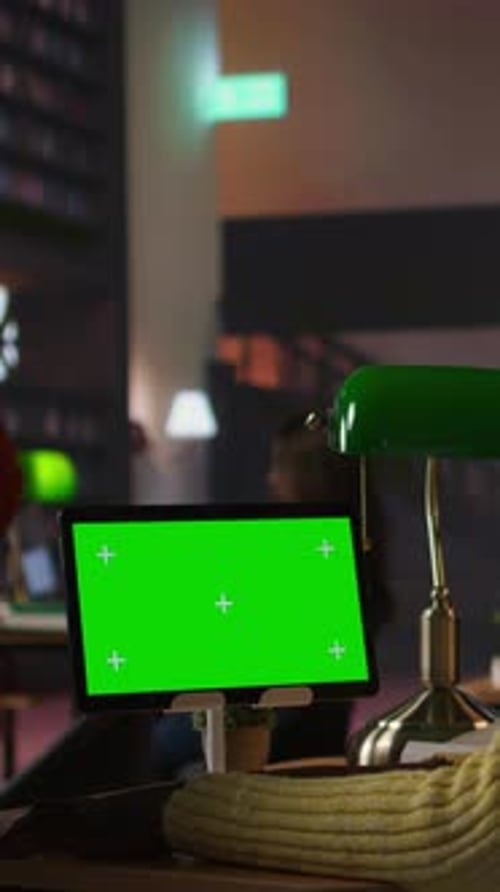 Vertical Video African American Teen Focuses on Online Research Next to Isolated Mockup