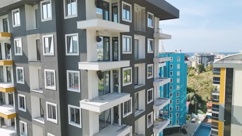 Aerial View Urban Evolution Mixed Construction Works in Action