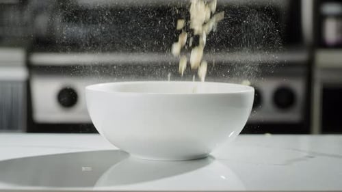 Oats falling in slow motion