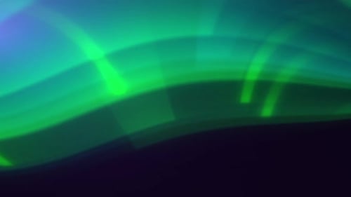 Abstract blinking swoosh green lines, blue edge dark surface