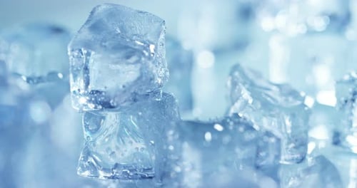 Macro Close Up of Ice Cubes