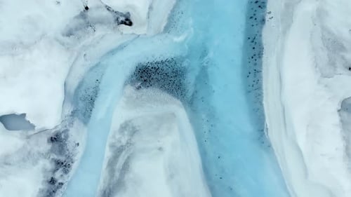 Icecap Arctic Meltwater Blue Channels Flowing To The Arctic Ocean, Aerial View