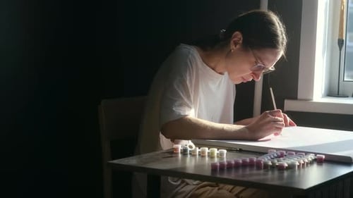 Woman Painting by Numbers Kit at Home Art