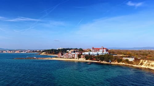 View on the multi-storied buildings located on the sea shore.