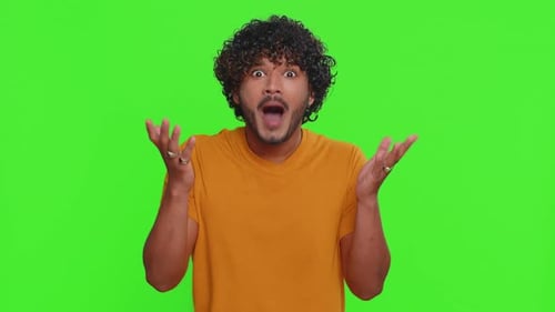 Man Looking Shocked on Green Screen