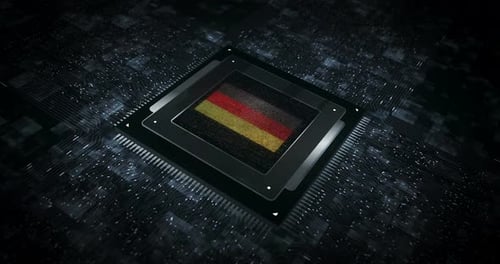 Drapeau de l'Allemagne sur le processeur de l'ordinateur