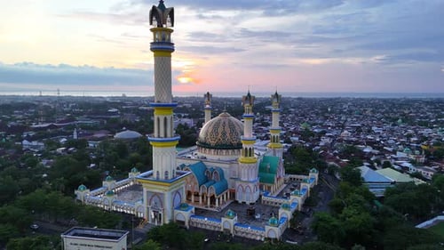 Majestic Mosque at Sunset, Aerial View