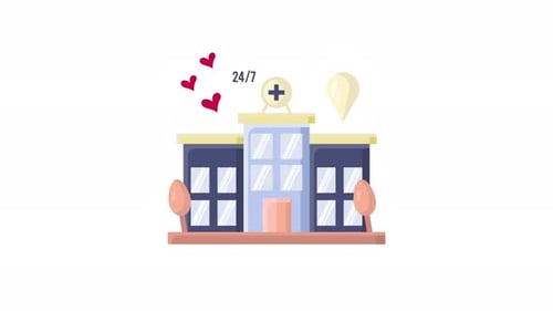 Animated Hospital Building Icon | Friendly Medical Facility Loop Animation