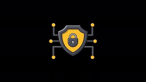 Animated Security Shield with Lock Icon for Network Protection