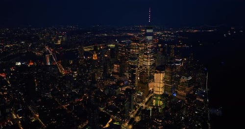 Billions of lights in the immense panorama of metropolis. Splendid cityscape of New York at night