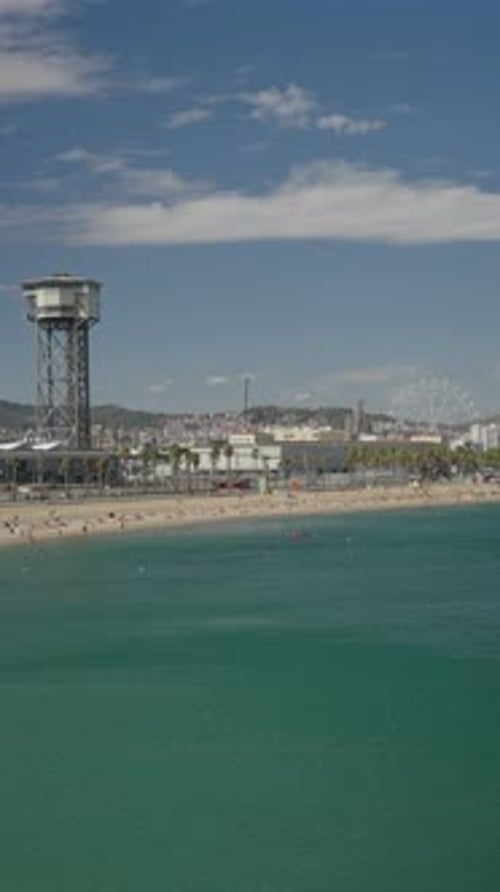 Barcelona Beach Skyline Vertical Aerial