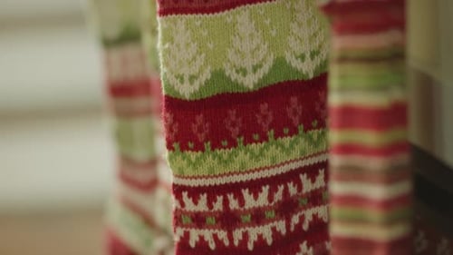 Festive Christmas Stockings Hanging in a Home