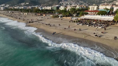 The Concept of Rest and Relaxation in a Summer Restaurant By the Sea Aerial View