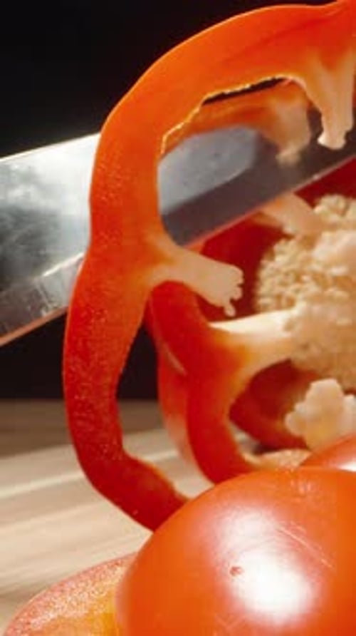 Extreme Close Up of Red Pepper Seed Core