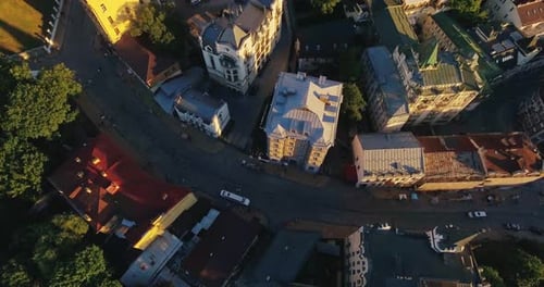 Top Down View of the Old City in the Center of Kyiv Ukraine