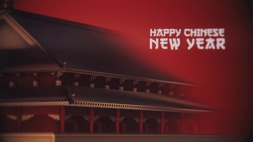 Happy Chinese New Year Traditional Temple Title Animation