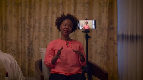 Woman Recording Herself on Phone Camera