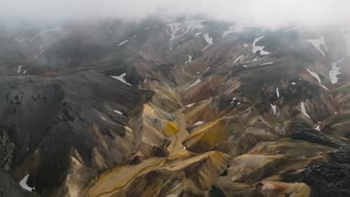 Aerial view of Landmannalaugar mountains, Iceland.