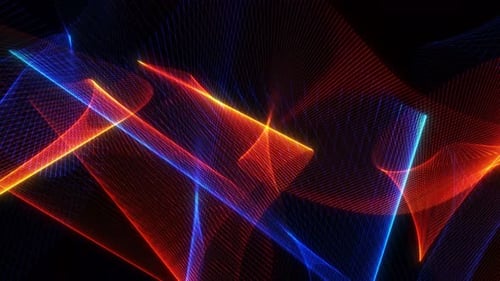 Abstract animation of energetic light streaks of particles moving with wave energy from the lines