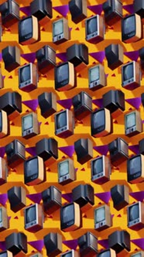 Retro TV Television For History Technology Seamless Pattern 04 HD