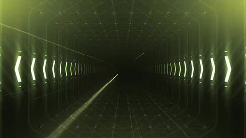 Futuristic tunnel with neon lights