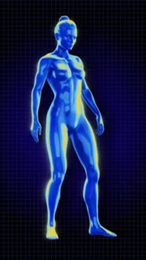 Futuristic Female Body Scan for Medical Diagnostics