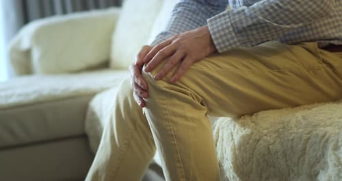 Senior European Man Suffers From Painful Severe Knee Joint Pain Could Not Walk Illness Cramps