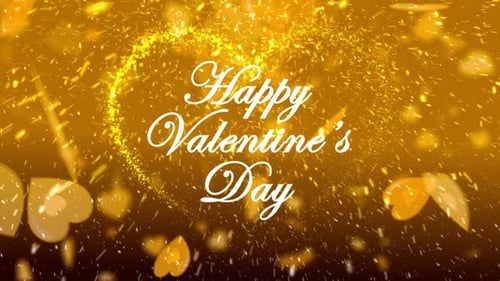 Golden Sparkling Hearts Valentine's Day Celebration Title Animation