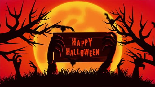 Fröhliches Halloween mit Zombie-Händen 4K
