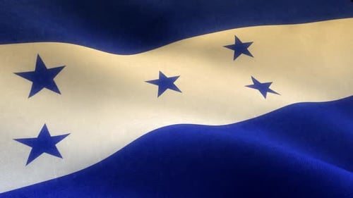 Honduras National Flag Waving In Realistic Style