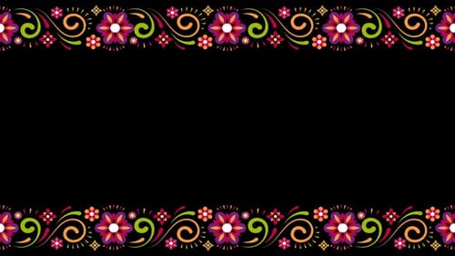 Vibrant Mexican Folk Art Floral Frame Loop