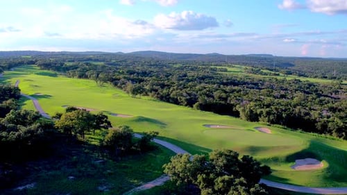 Lush Green Golf Course Drone Flyover
