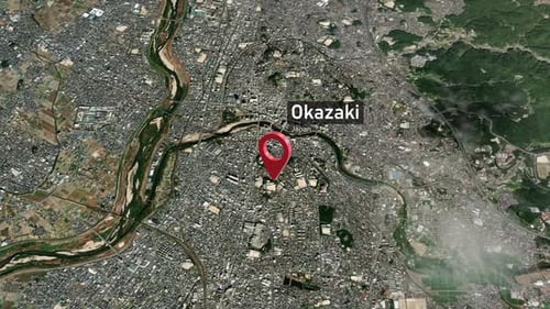 Okazaki City Zoom (Japan) from Space to Earth