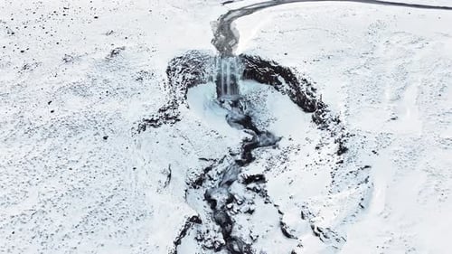 Waterfall in Iceland Frozen Waterfall in Winter a Magical Winter Location of Snow and Ice Pure