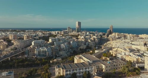 Drone Footage of St Julian's Malta Highlighting Modern Cityscape