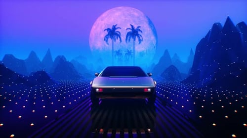 Retro 80s Car Sci Fi Scene Loop