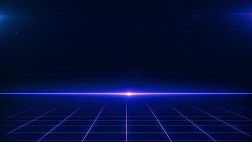 Retro 80s Style Neon Grid Moving Loop Background