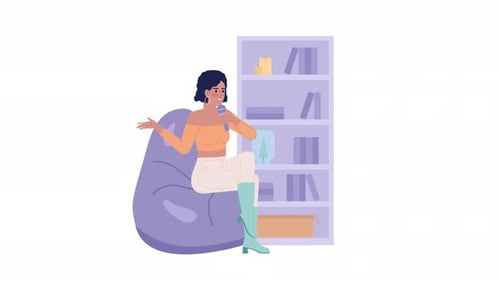 Animated Person Speaking in Modern Flat Design Illustration