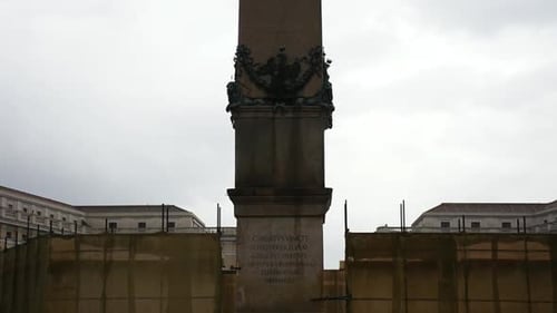 Egyptian obelisk of red granite in St. Peter's Square, Vatican city.