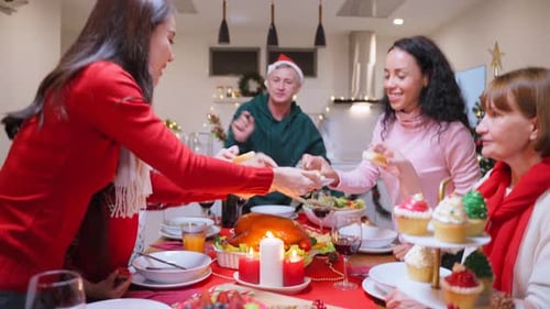 Family Christmas Celebration and Holiday Dinner at Home