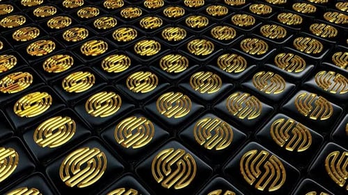 Fondo de lujo con cubos negros flotantes, exclusivo, renderizado 3D, figuras doradas, reflexión