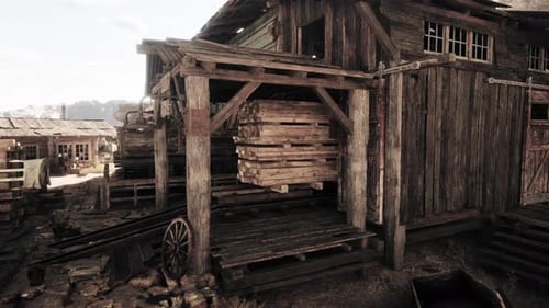 Rustic Sawmill Lumber Processing 3D Animation