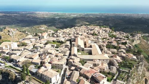 Aerial video of Italian Medieval village of Gerace, Calabria