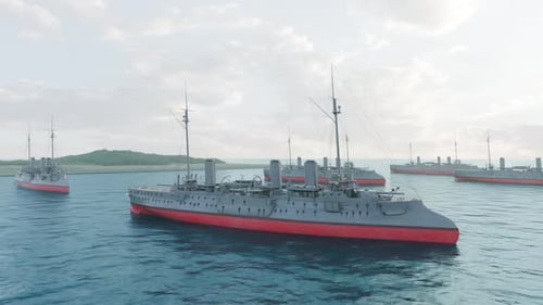 Naval Fleet Formation At Sea – Military Warships Patro
